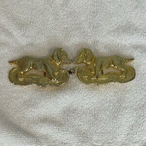 Dachshund Dog Gold Tone Belt Buckle Mimi Di Niscemi Italian 1973 Vintage